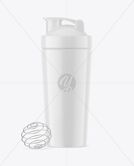 Glossy Shaker Bottle With Blender Ball Mockup