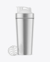 Metallic Shaker Bottle with Blender Ball Mockup