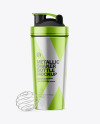 Metallic Shaker Bottle with Blender Ball Mockup