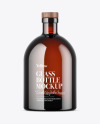 Dark Amber Glass Bottle with Wooden Cap Mockup