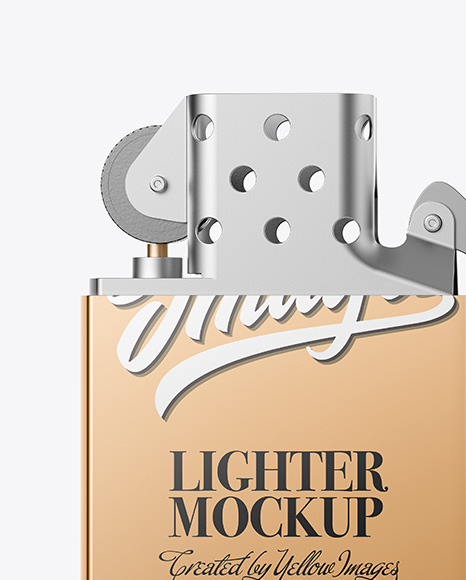 Opened Metallic Lighter Mockup