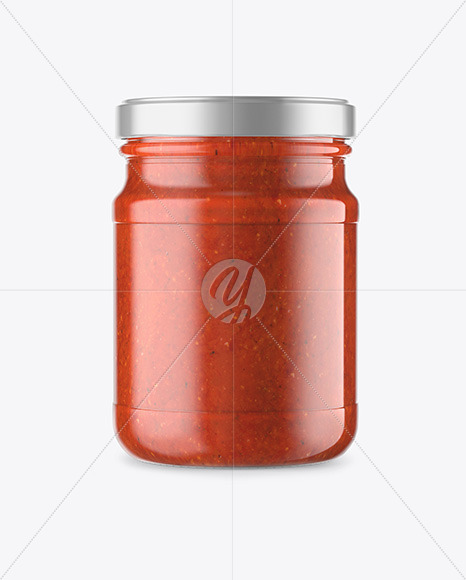 Glass Jar With Tomato Sauce Mockup