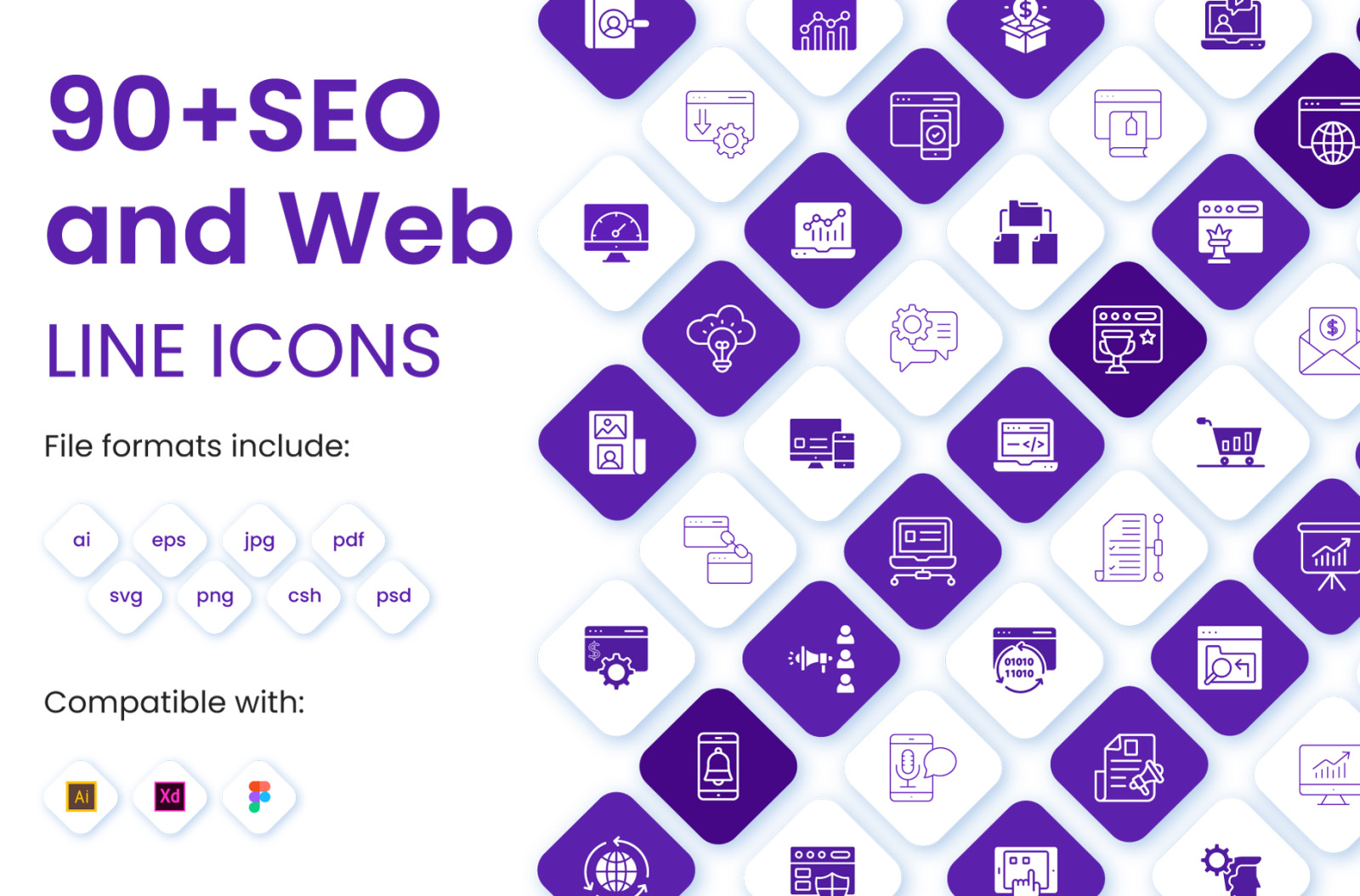 90+ Set of Seo and Web Icons