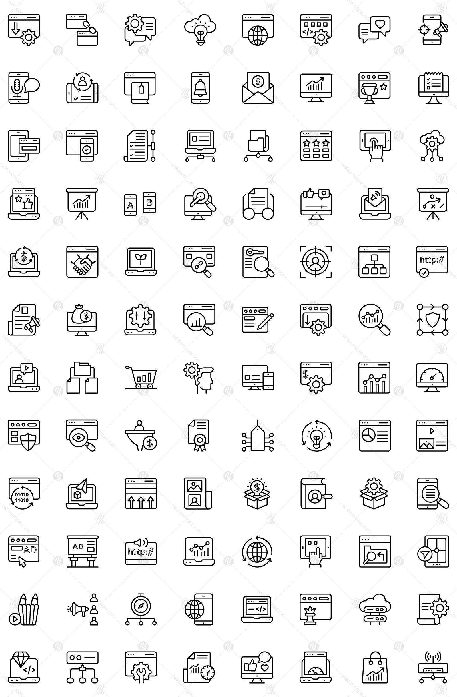 90+ Set of Seo and Web Icons