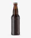 12 Oz Amber Beer Bottle With Condensation Mockup