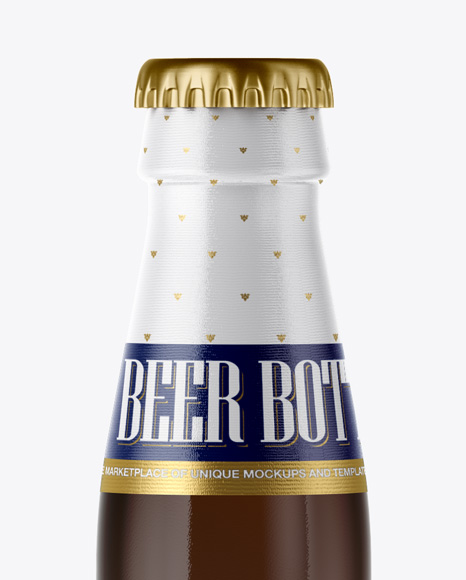 12 Oz Amber Beer Bottle Mockup