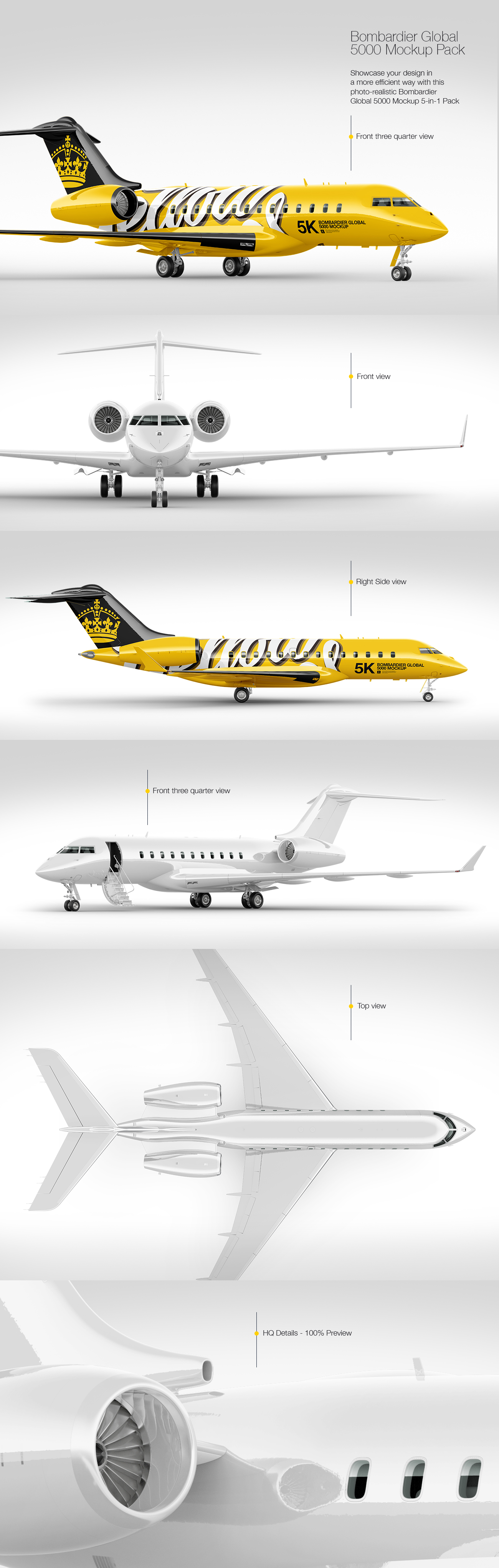 Bombardier Global 5000 Mockup Pack