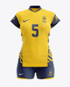 Women’s Volleyball Kit with V-Neck Jersey Mockup - Front View