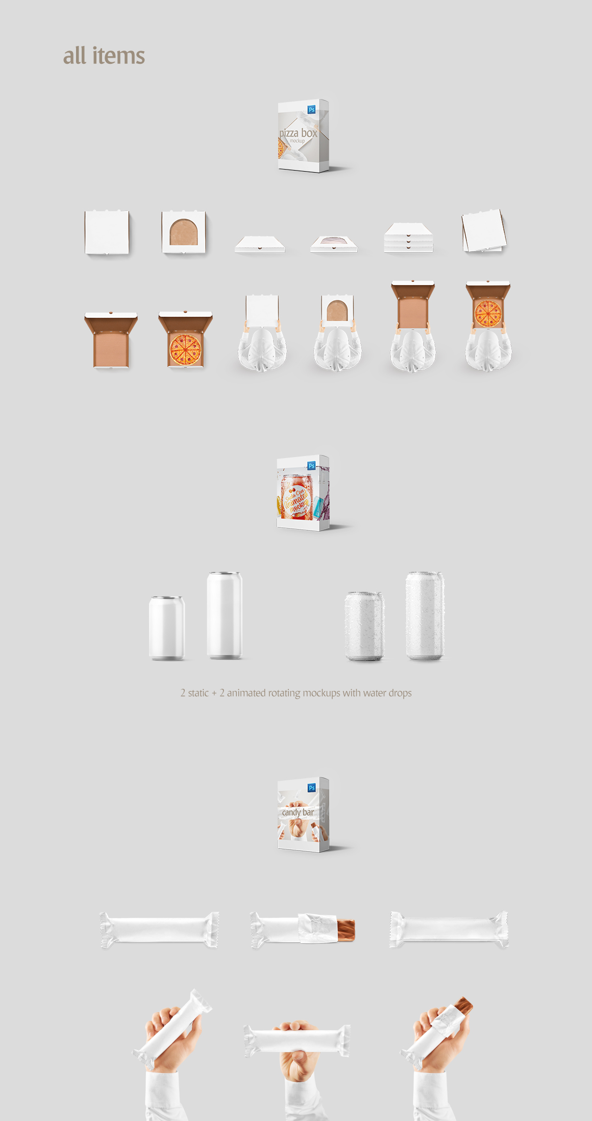 Food &amp; Drinks Packaging mockup set