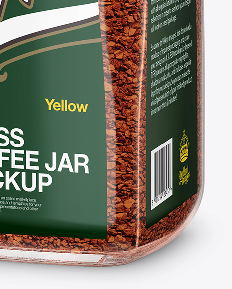 Instant Coffee Glass Jar Mockup - Half Side View (High-Angle Shot)