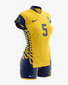 Women’s Volleyball Kit with V-Neck Jersey Mockup - Half Side View