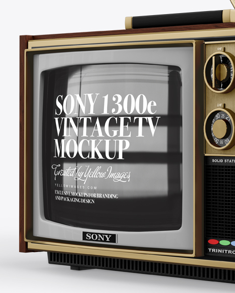 Sony 1300E Vintage Tv Mockup - Half Side View - Free Download Images