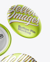 Three Metallic Button Pins Mockup