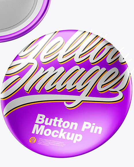 Three Metallic Button Pins Mockup