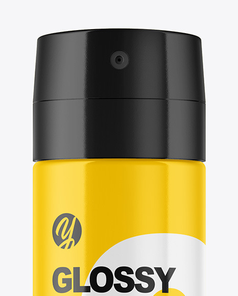 Glossy Aerosol Bottle Mockup