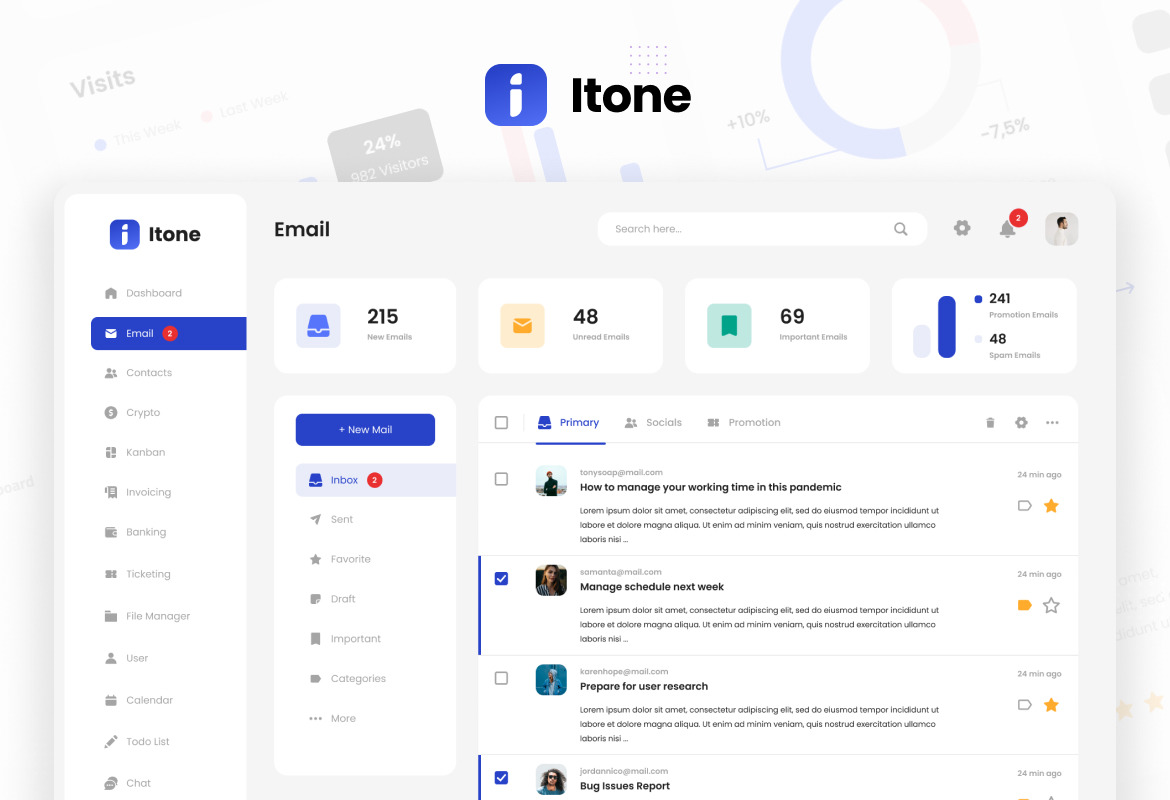 Itone - Modern and Dynamic Admin Dashboard Itone - Modern and Dynamic Admin Dashboard