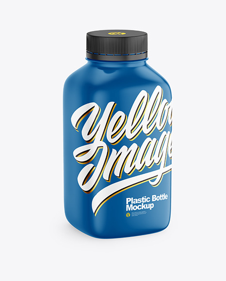 Glossy Square Plastic Bottle Mockup