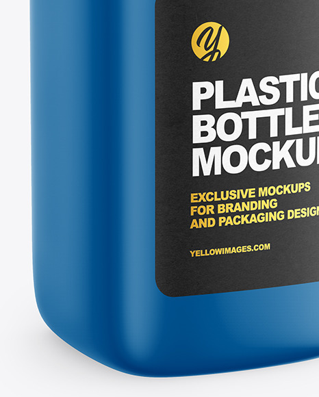 Glossy Square Plastic Bottle Mockup