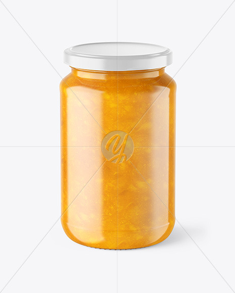 Clear Glass Jar with Mango jam Mockup Clear Glass Jar with Mango jam Mockup