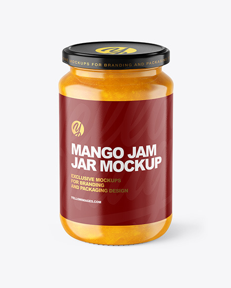 Clear Glass Jar with Mango jam Mockup Clear Glass Jar with Mango jam Mockup