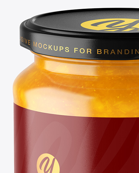 Clear Glass Jar with Mango jam Mockup Clear Glass Jar with Mango jam Mockup
