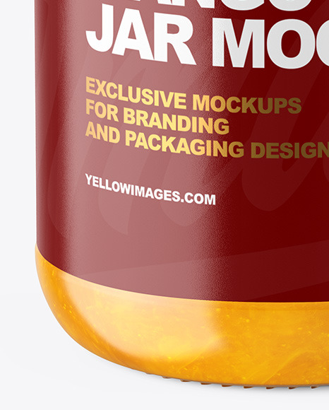Clear Glass Jar with Mango jam Mockup Clear Glass Jar with Mango jam Mockup