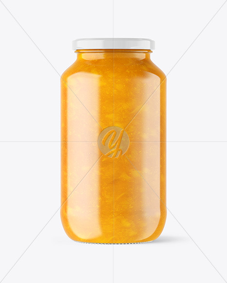 Clear Glass Jar with Mango jam Mockup Clear Glass Jar with Mango jam Mockup