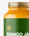 Clear Glass Jar with Mango jam Mockup