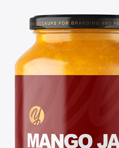 Clear Glass Jar with Mango jam Mockup Clear Glass Jar with Mango jam Mockup