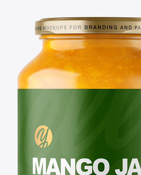 Clear Glass Jar with Mango jam Mockup Clear Glass Jar with Mango jam Mockup