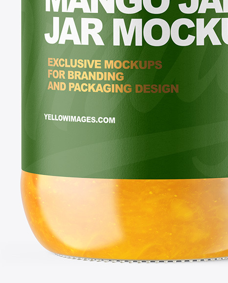 Clear Glass Jar with Mango jam Mockup Clear Glass Jar with Mango jam Mockup