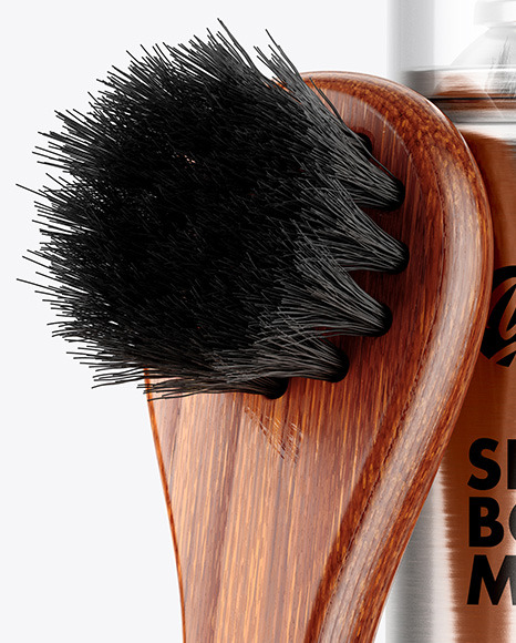 Spray Bottle with Shoe Brush Mockup