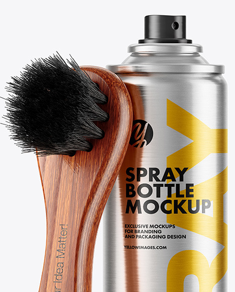 Spray Bottle with Shoe Brush Mockup