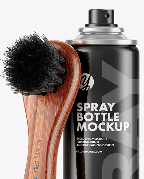 Spray Bottle with Shoe Brush Mockup