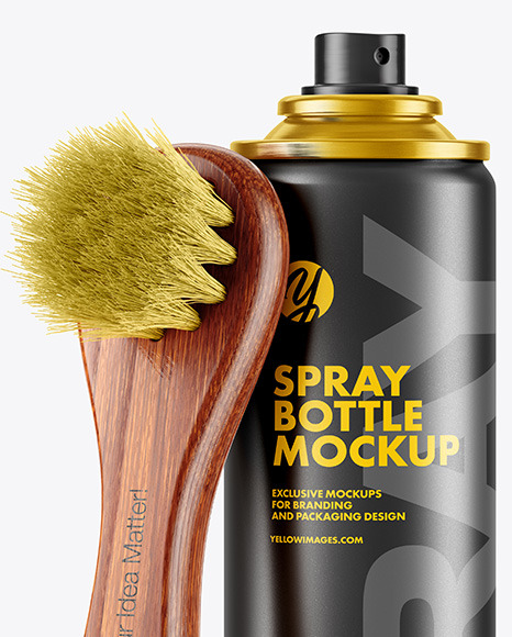 Spray Bottle with Shoe Brush Mockup