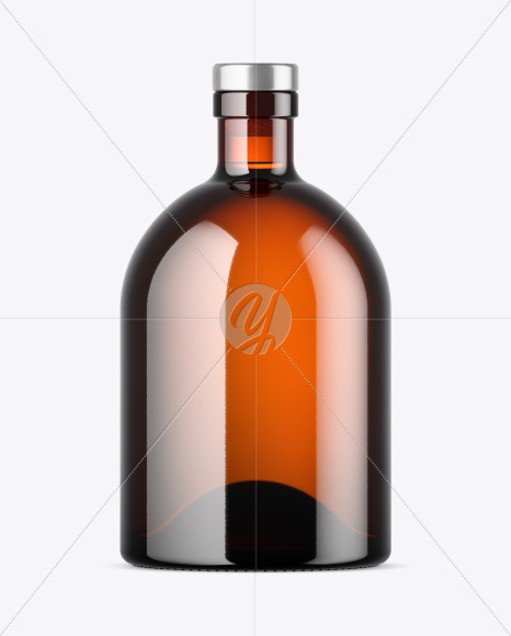 Amber Glass Bottle with Wooden Cap Mockup