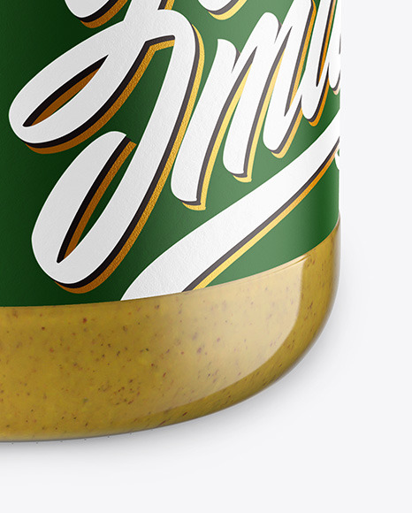 Glass Jar with Mustard Sauce Mockup