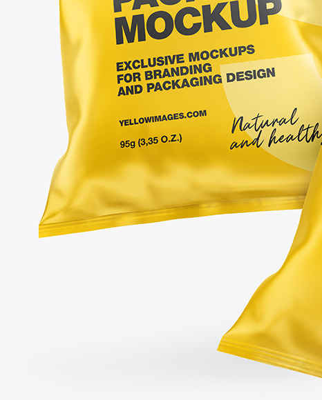 Two Matte Snack Packages Mockup