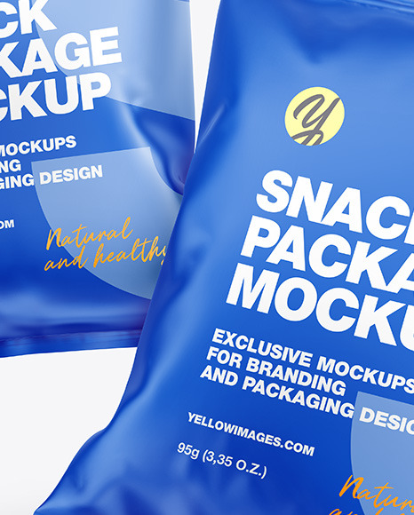 Two Matte Snack Packages Mockup