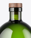 Green Glass Bottle with Wooden Cap Mockup