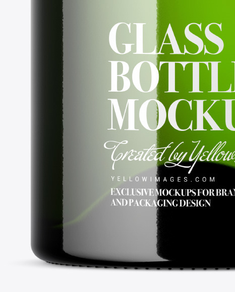 Green Glass Bottle with Wooden Cap Mockup