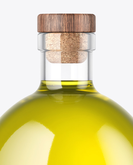 Olive Oil Bottle with Wooden Cap Mockup