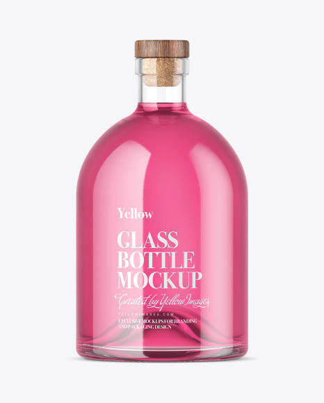Color Liquid Bottle with Wooden Cap Mockup