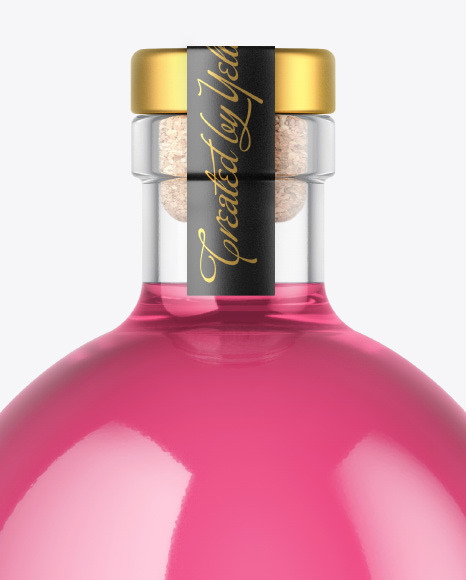 Color Liquid Bottle with Wooden Cap Mockup