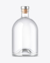 Clear Glass Vodka Bottle with Wooden Cap Mockup