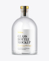 Clear Glass Vodka Bottle with Wooden Cap Mockup