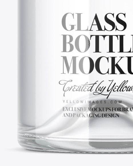 Clear Glass Vodka Bottle with Wooden Cap Mockup