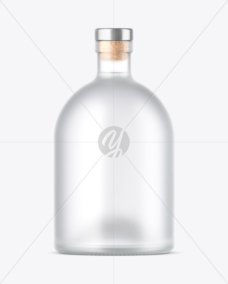 Frosted Glass Vodka Bottle with Wooden Cap Mockup