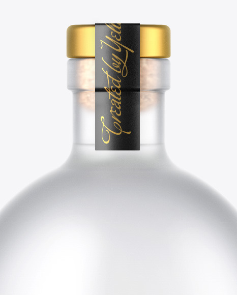 Frosted Glass Vodka Bottle with Wooden Cap Mockup