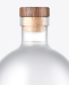 Frosted Glass Vodka Bottle with Wooden Cap Mockup